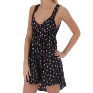 Roxy Flamingo Print Cutout Mini Dress in Black, Size M​​​
